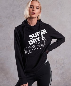 Superdry Core Graphic Női Kapucnis Pulóver Fekete | VSLXA1056